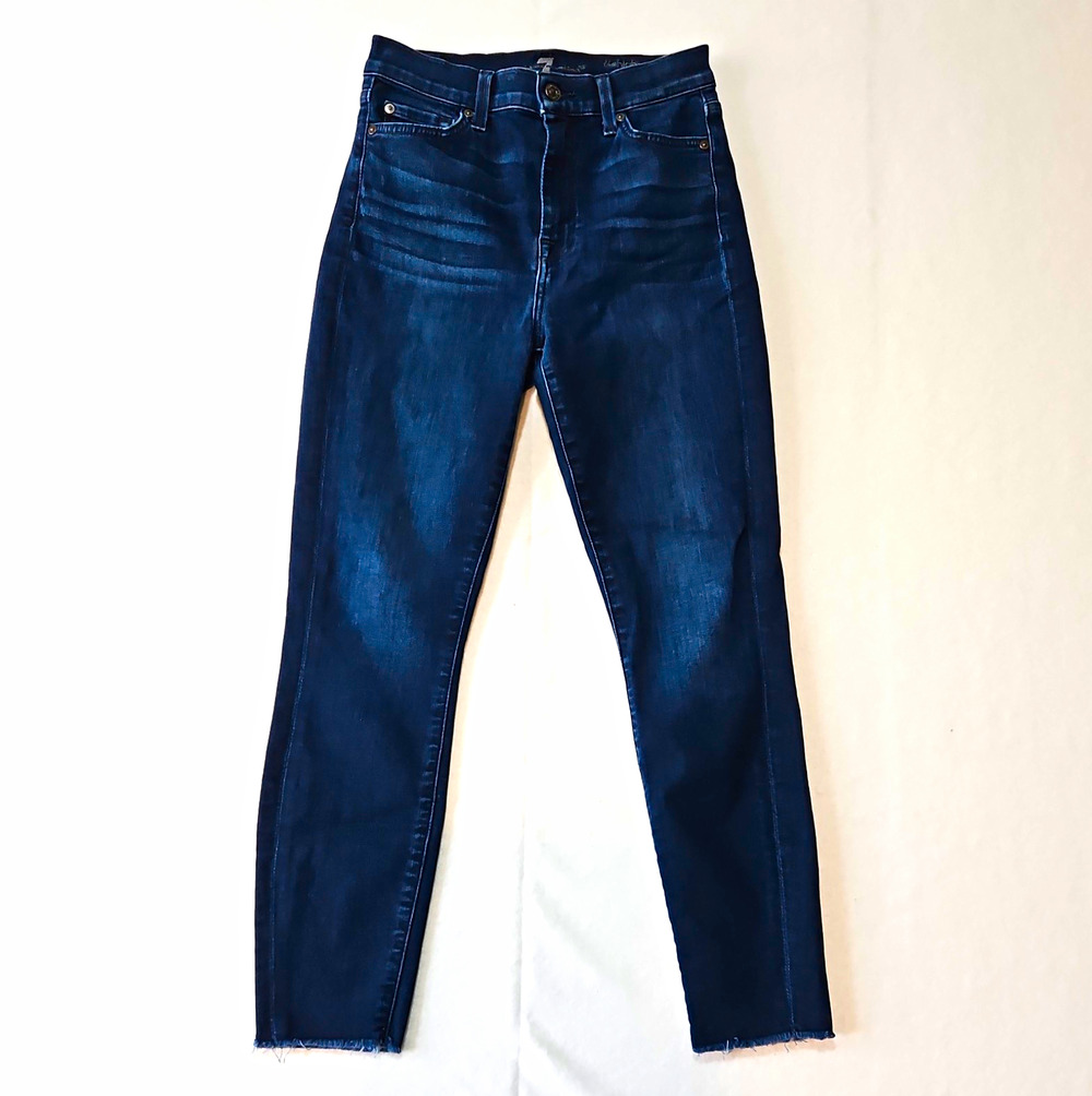 7 For All Mankind Women’s Blue Dark Wash High Rise Slim Ankle Jeans Stretch 27